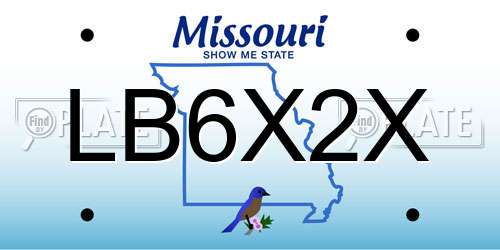LB6X2X Missouri License Plate