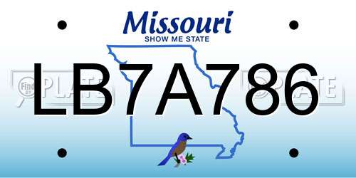 LB7A786 Missouri License Plate