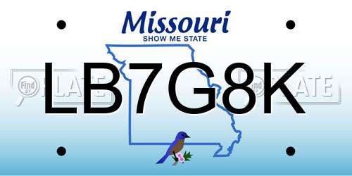 LB7G8K Missouri License Plate