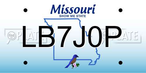 LB7J0P Missouri License Plate