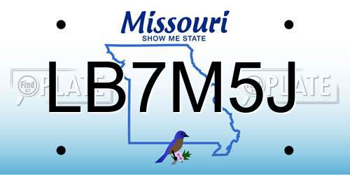 LB7M5J Missouri License Plate