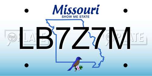 LB7Z7M Missouri License Plate