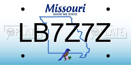 LB7Z7Z Missouri License Plate