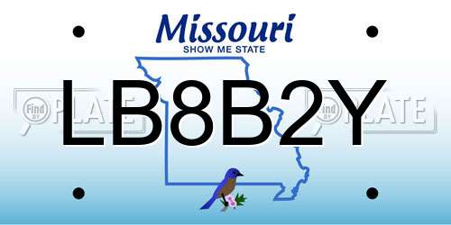 LB8B2Y Missouri License Plate
