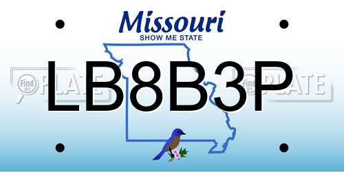 LB8B3P Missouri License Plate