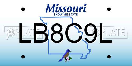 LB8C9L Missouri License Plate