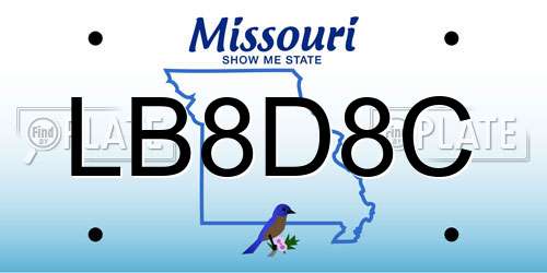 LB8D8C Missouri License Plate