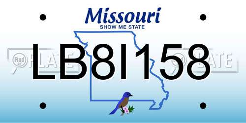 LB8I158 Missouri License Plate