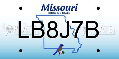 LB8J7B Missouri License Plate