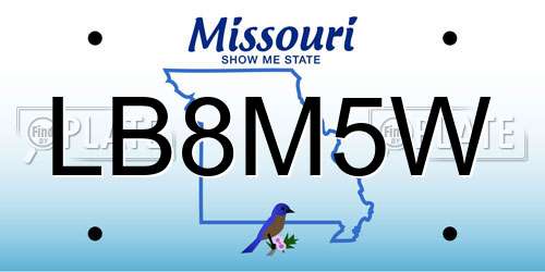 LB8M5W Missouri License Plate