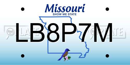 LB8P7M Missouri License Plate