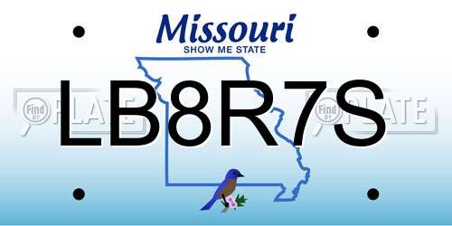 LB8R7S Missouri License Plate