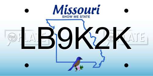 LB9K2K Missouri License Plate
