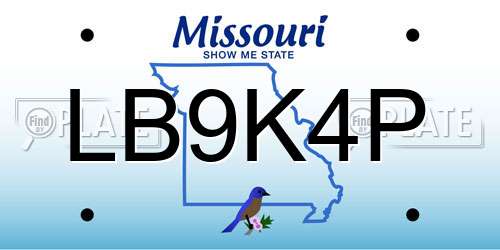 LB9K4P Missouri License Plate
