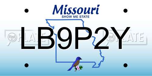 LB9P2Y Missouri License Plate