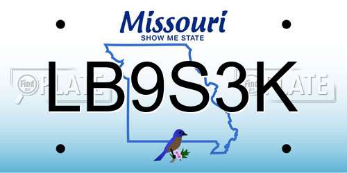 LB9S3K Missouri License Plate