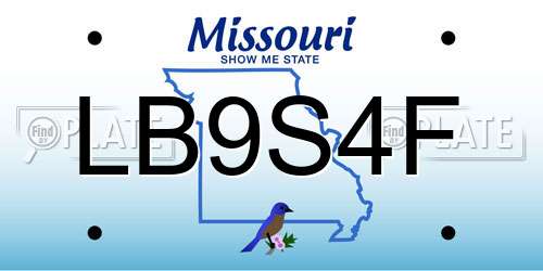 LB9S4F Missouri License Plate