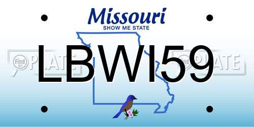 LBWI59 Missouri License Plate