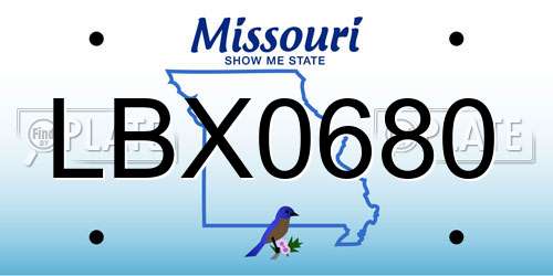 LBX0680 Missouri License Plate