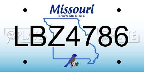 LBZ4786 Missouri License Plate