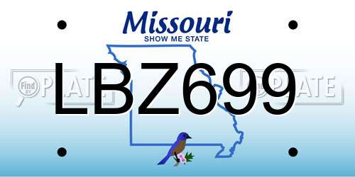 LBZ699 Missouri License Plate