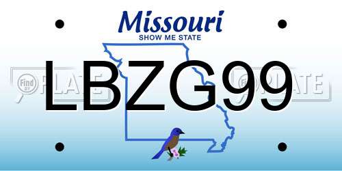 LBZG99 Missouri License Plate