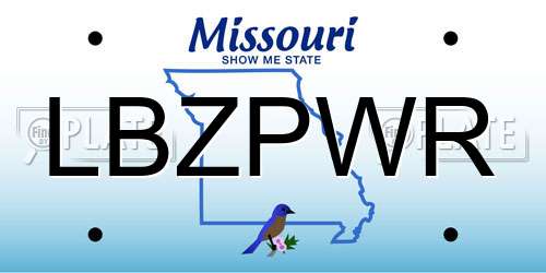 LBZPWR Missouri License Plate