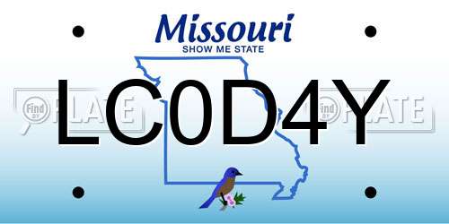 LC0D4Y Missouri License Plate