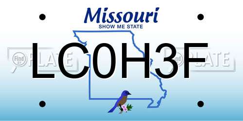 LC0H3F Missouri License Plate