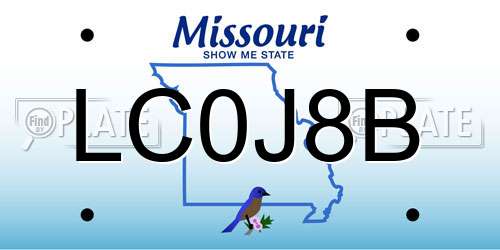 LC0J8B Missouri License Plate