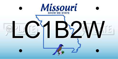 LC1B2W Missouri License Plate