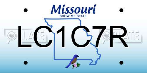 LC1C7R Missouri License Plate