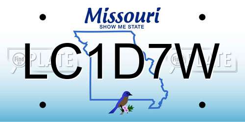 LC1D7W Missouri License Plate