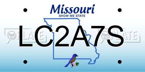LC2A7S Missouri License Plate