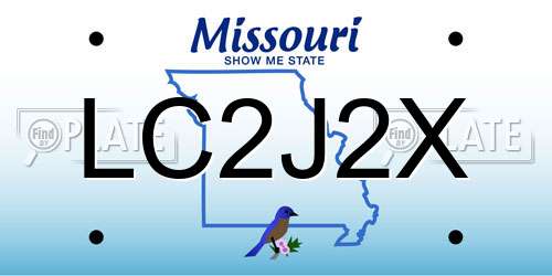 LC2J2X Missouri License Plate