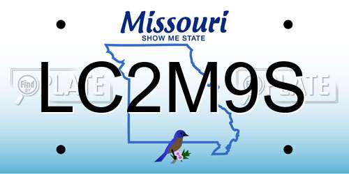 LC2M9S Missouri License Plate