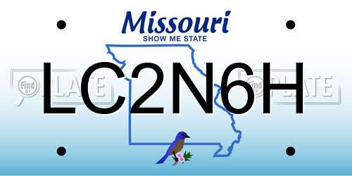 LC2N6H Missouri License Plate