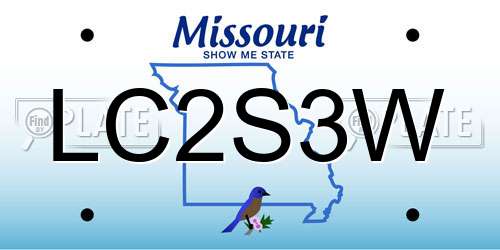 LC2S3W Missouri License Plate
