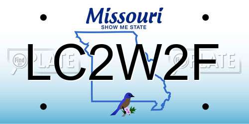 LC2W2F Missouri License Plate