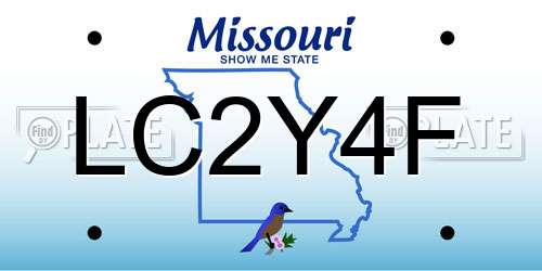LC2Y4F Missouri License Plate