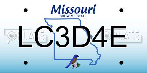 LC3D4E Missouri License Plate