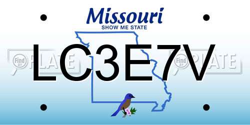 LC3E7V Missouri License Plate