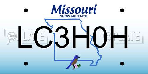 LC3H0H Missouri License Plate