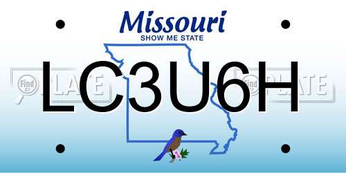 LC3U6H Missouri License Plate