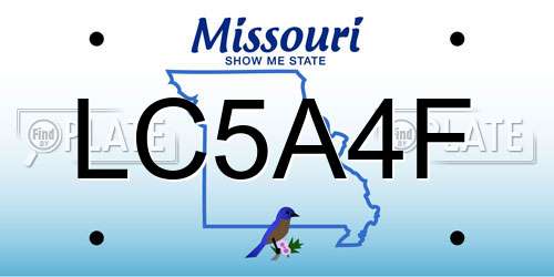 LC5A4F Missouri License Plate