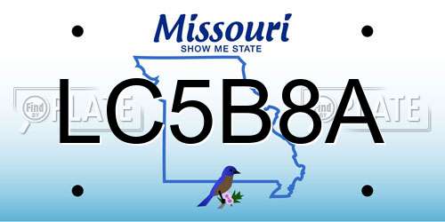 LC5B8A Missouri License Plate