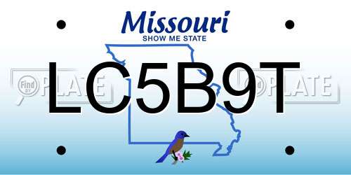 LC5B9T Missouri License Plate