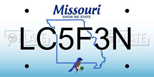 LC5F3N Missouri License Plate