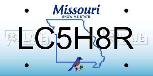 LC5H8R Missouri License Plate