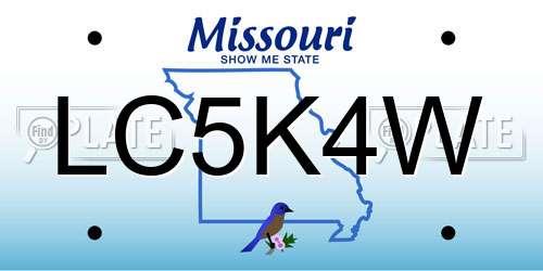 LC5K4W Missouri License Plate